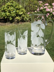Lemon Pitcher and Glasses glass art by cynthia myers